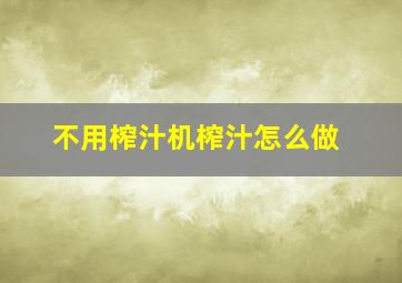 不用榨汁机榨汁怎么做