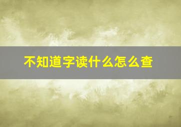 不知道字读什么怎么查