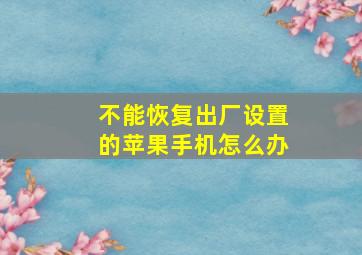 不能恢复出厂设置的苹果手机怎么办