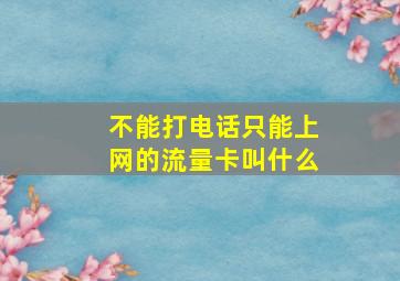 不能打电话只能上网的流量卡叫什么