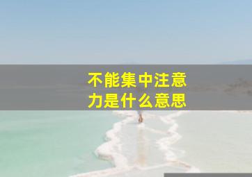 不能集中注意力是什么意思