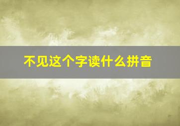 不见这个字读什么拼音