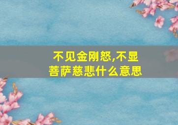 不见金刚怒,不显菩萨慈悲什么意思