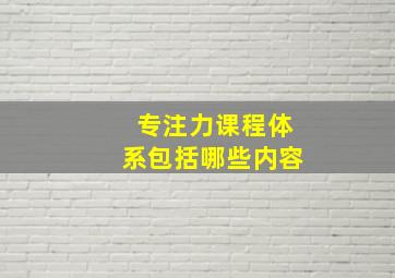 专注力课程体系包括哪些内容