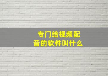 专门给视频配音的软件叫什么