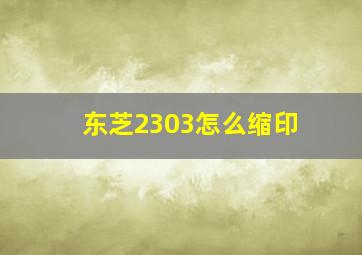 东芝2303怎么缩印