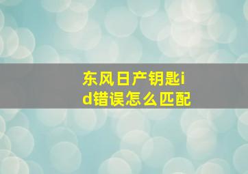 东风日产钥匙id错误怎么匹配