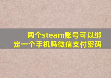 两个steam账号可以绑定一个手机吗微信支付密码