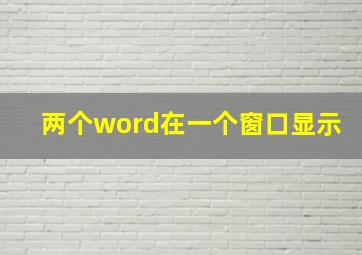 两个word在一个窗口显示