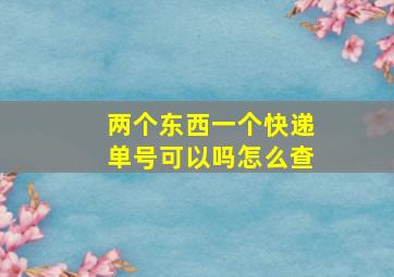 两个东西一个快递单号可以吗怎么查