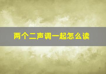 两个二声调一起怎么读