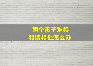 两个孩子难得和谐相处怎么办