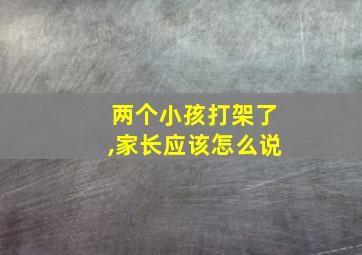 两个小孩打架了,家长应该怎么说