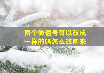 两个微信号可以改成一样的吗怎么改回来