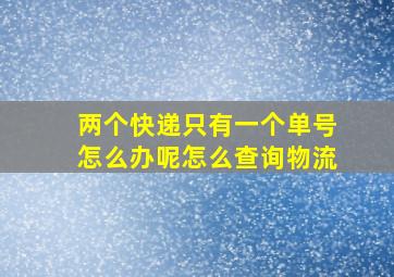 两个快递只有一个单号怎么办呢怎么查询物流