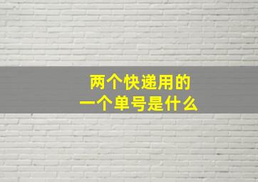 两个快递用的一个单号是什么