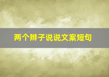 两个辫子说说文案短句