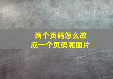 两个页码怎么改成一个页码呢图片