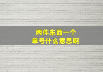 两件东西一个单号什么意思啊