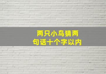 两只小鸟猜两句话十个字以内