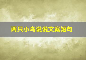 两只小鸟说说文案短句