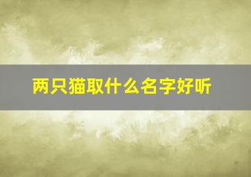 两只猫取什么名字好听