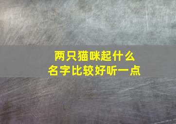 两只猫咪起什么名字比较好听一点