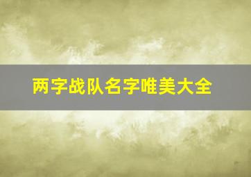 两字战队名字唯美大全