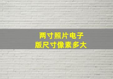 两寸照片电子版尺寸像素多大