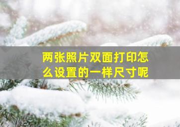 两张照片双面打印怎么设置的一样尺寸呢