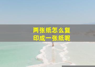 两张纸怎么复印成一张纸呢