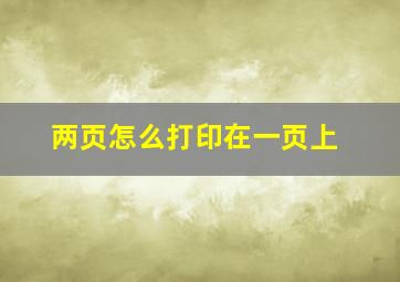 两页怎么打印在一页上