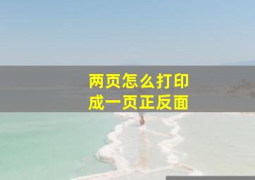 两页怎么打印成一页正反面