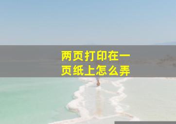 两页打印在一页纸上怎么弄