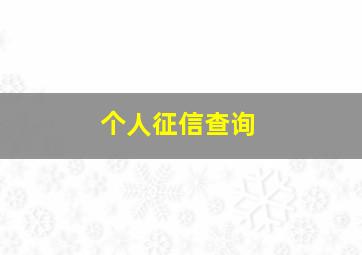 个人征信查询