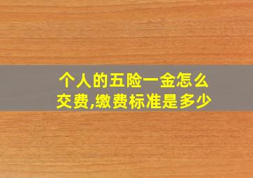 个人的五险一金怎么交费,缴费标准是多少