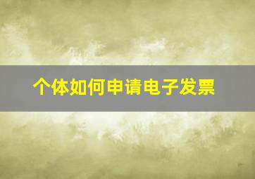 个体如何申请电子发票