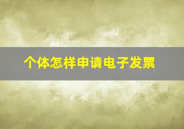 个体怎样申请电子发票