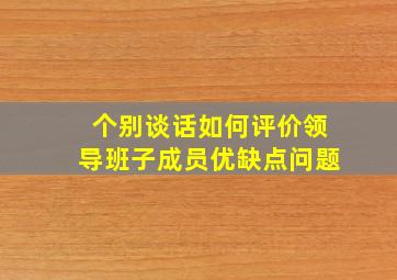 个别谈话如何评价领导班子成员优缺点问题