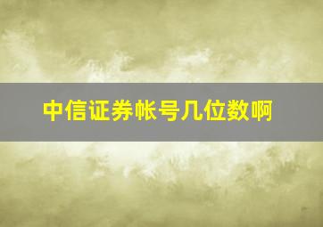 中信证券帐号几位数啊