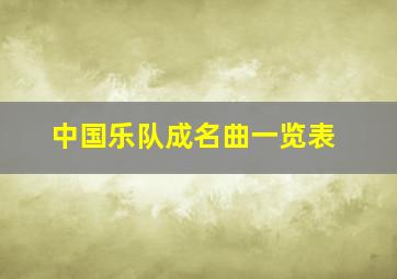 中国乐队成名曲一览表