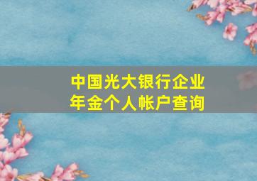 中国光大银行企业年金个人帐户查询