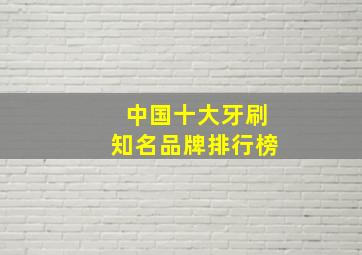 中国十大牙刷知名品牌排行榜