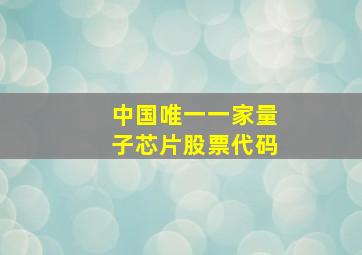 中国唯一一家量子芯片股票代码