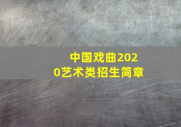 中国戏曲2020艺术类招生简章