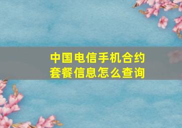 中国电信手机合约套餐信息怎么查询