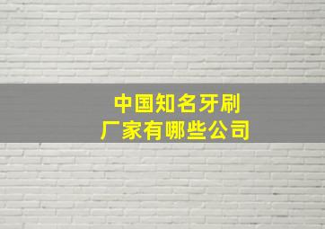 中国知名牙刷厂家有哪些公司