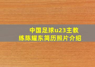 中国足球u23主教练陈耀东简历照片介绍