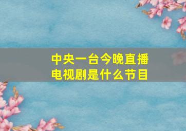 中央一台今晚直播电视剧是什么节目