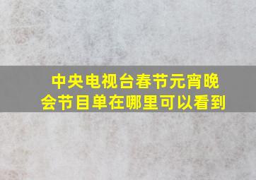 中央电视台春节元宵晚会节目单在哪里可以看到